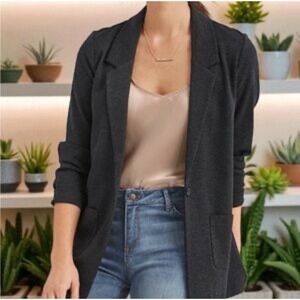 Garnet Hill Gray Wool Blend Blazer Jacket 4 Classic Preppy Business Casual‎ Coat